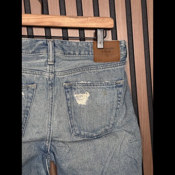 Abercrombie & Fitch Jean Shorts 30 Mens Blue Distressed Denim Cut Off - Picture 6 of 8